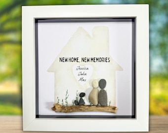 Personalized Pebble Art Family Frame: Custom New Home Gift