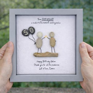 Personalised Pebble Art Frame | Friend Birthday Keepsake, Custom Name Gift image 3