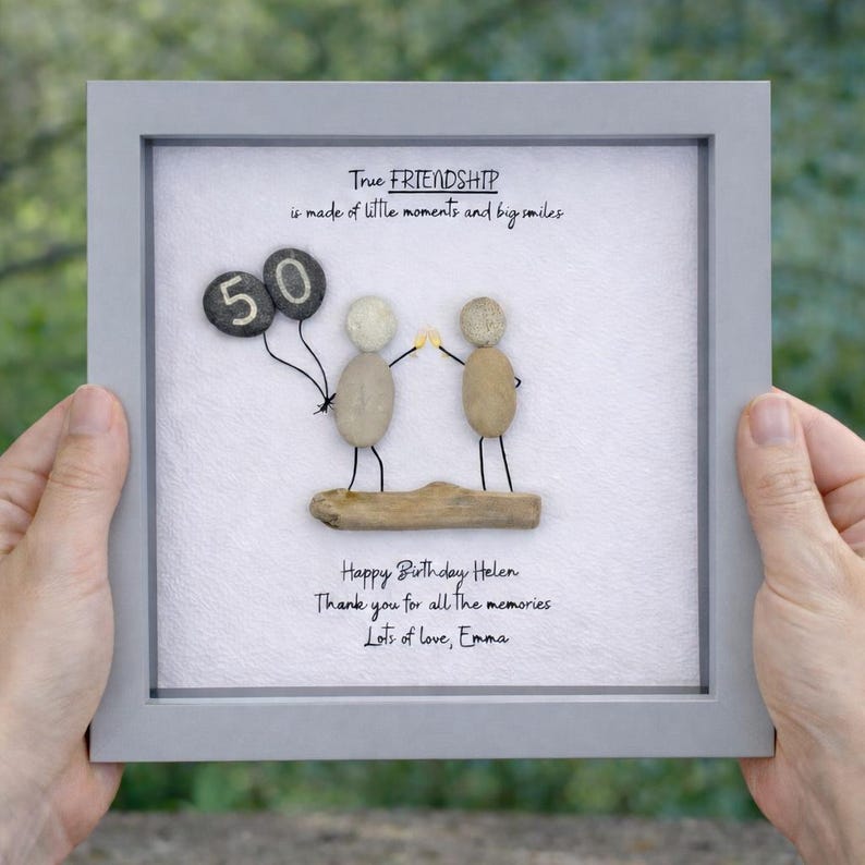 Personalised Pebble Art Frame | Friend Birthday Keepsake, Custom Name Gift image 3