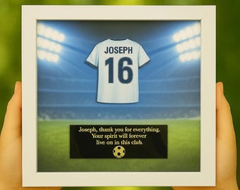 Personalized Football Shirt Frame: Custom Team Colors, Name & Number