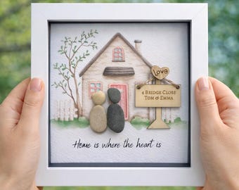Personalized New Home Pebble Art Picture – Housewarming Gift
