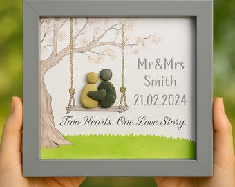 Personalized Wedding Pebble Art Frame: Mr & Mrs Gift