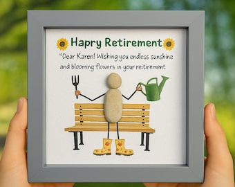 Personalized Pebble Art Retirement Gift: Handmade Colleague Leaving Gift