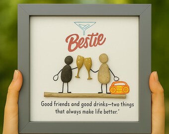 Personalized Bestie Pebble Art Picture Frame: Friendship Gift