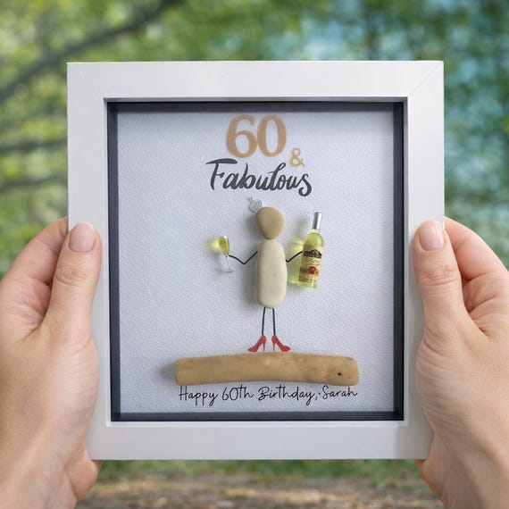 Personalised Pebble Art Birthday Gift for Her, Milestone Birthday