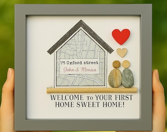 Personalized New Home Pebble Art – Housewarming Framed Picture