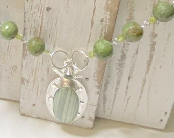 Green Opal Pendant and Necklace