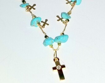 Turquoise Cross Necklace