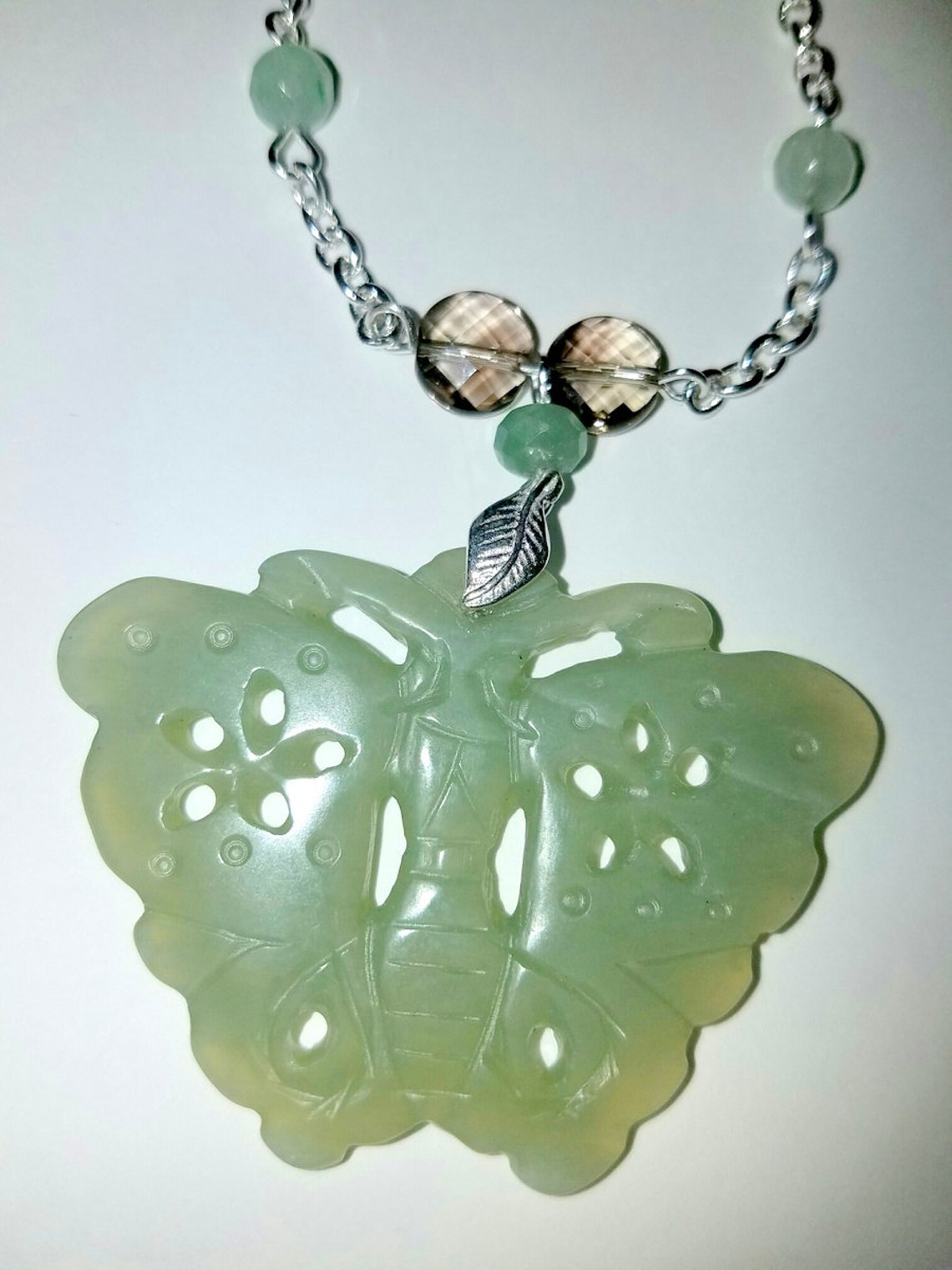 Carved Jade Butterfly Pendant and Jade Necklace Etsy