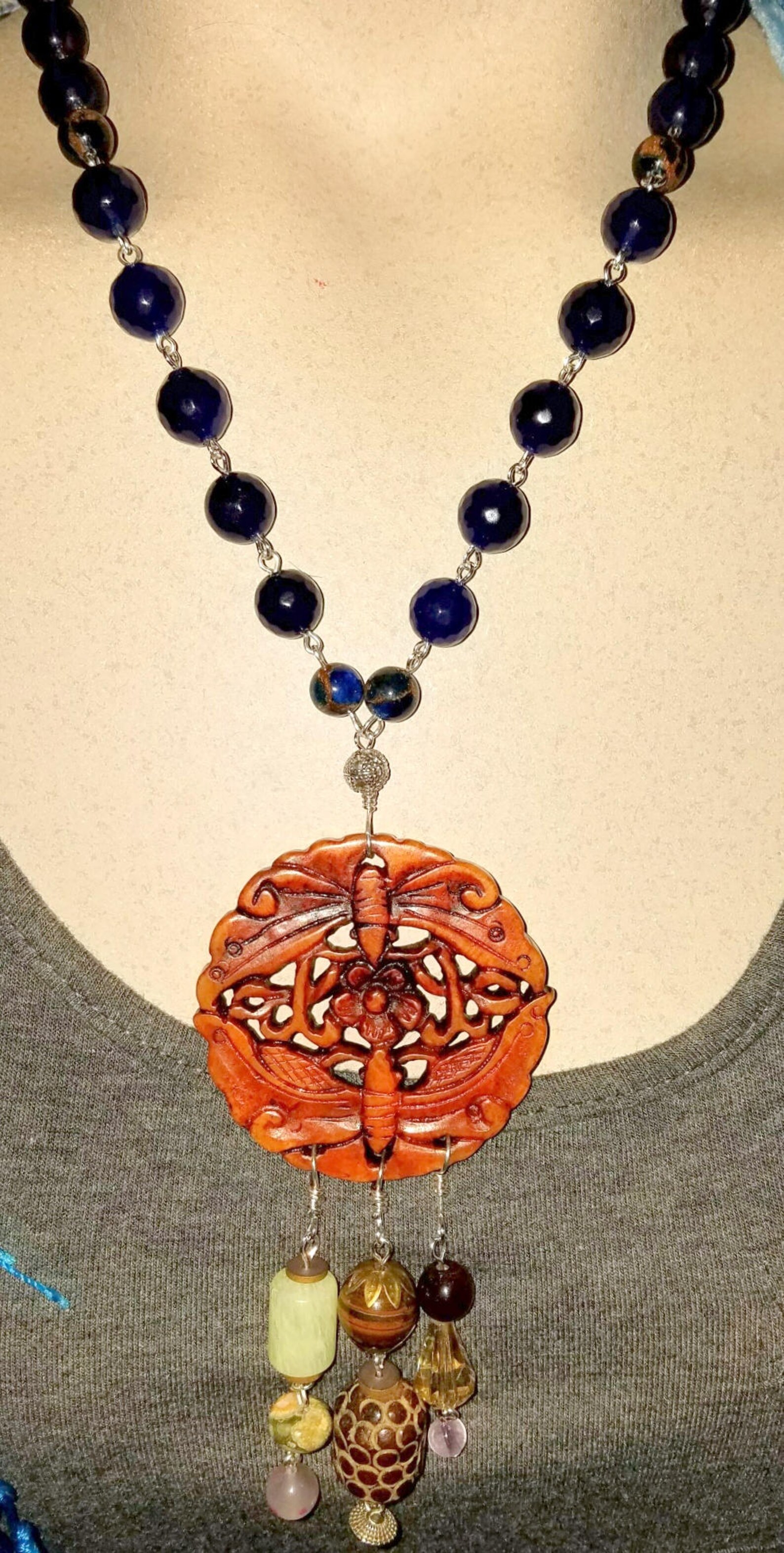 Jade Butterfly Necklace Etsy