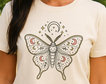 Celestial Moth T-Shirt | Whimsigoth Moon Design