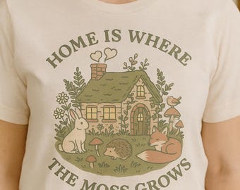 Cottagecore Mushroomcore T-Shirt | Home Is Where The Moss Grows