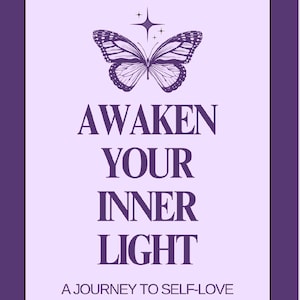 May include: A purple graphic design with the text "AWAKEN YOUR INNER LIGHT" and "A JOURNEY TO SELF-LOVE". A butterfly and star graphic are at the top. The brand name "ULINNE" is also at the top.