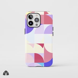 Modern White Bauhaus Phone Case, Minimalist Geometric iPhone Case, Artistic Abstract Pattern Phone Case