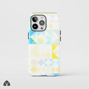 Modern Blue Geometric Phone Case, Minimalist Pastel iPhone Case, Trendy Abstract Pattern Phone Case