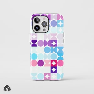 Modern Blue Bauhaus Phone Case, Minimalist Geometric iPhone Case, Artistic Abstract Pattern Phone Case
