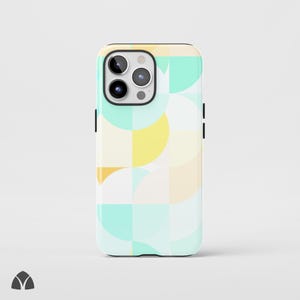 Modern Blue Bauhaus Phone Case, Minimalist Geometric iPhone Case, Artistic Abstract Pattern Phone Case