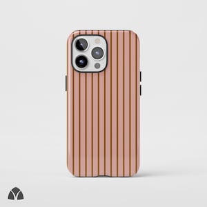 Modern Brown Striped Phone Case, Minimalist Graphic iPhone Case, Bold Trendy Pattern Phone Case