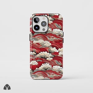 Elegant Yellow Yuzen Wave Phone Case, Japanese Art Pattern iPhone Case, Bold Gold Ocean Aesthetic Phone Case