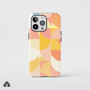 Modern White Bauhaus Phone Case, Minimalist Geometric iPhone Case, Artistic Abstract Pattern Phone Case