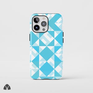 Modern Blue Geometric Phone Case, Minimalist Pastel iPhone Case, Trendy Abstract Pattern Phone Case