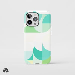 Modern Green Bauhaus Phone Case, Minimalist Geometric iPhone Case, Artistic Abstract Pattern Phone Case