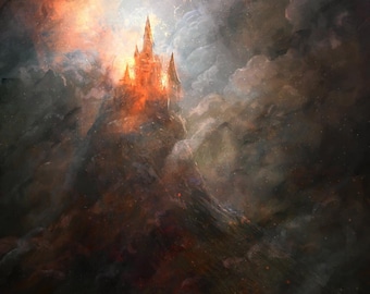 Epic Dragon Castle Fantasy Art Print