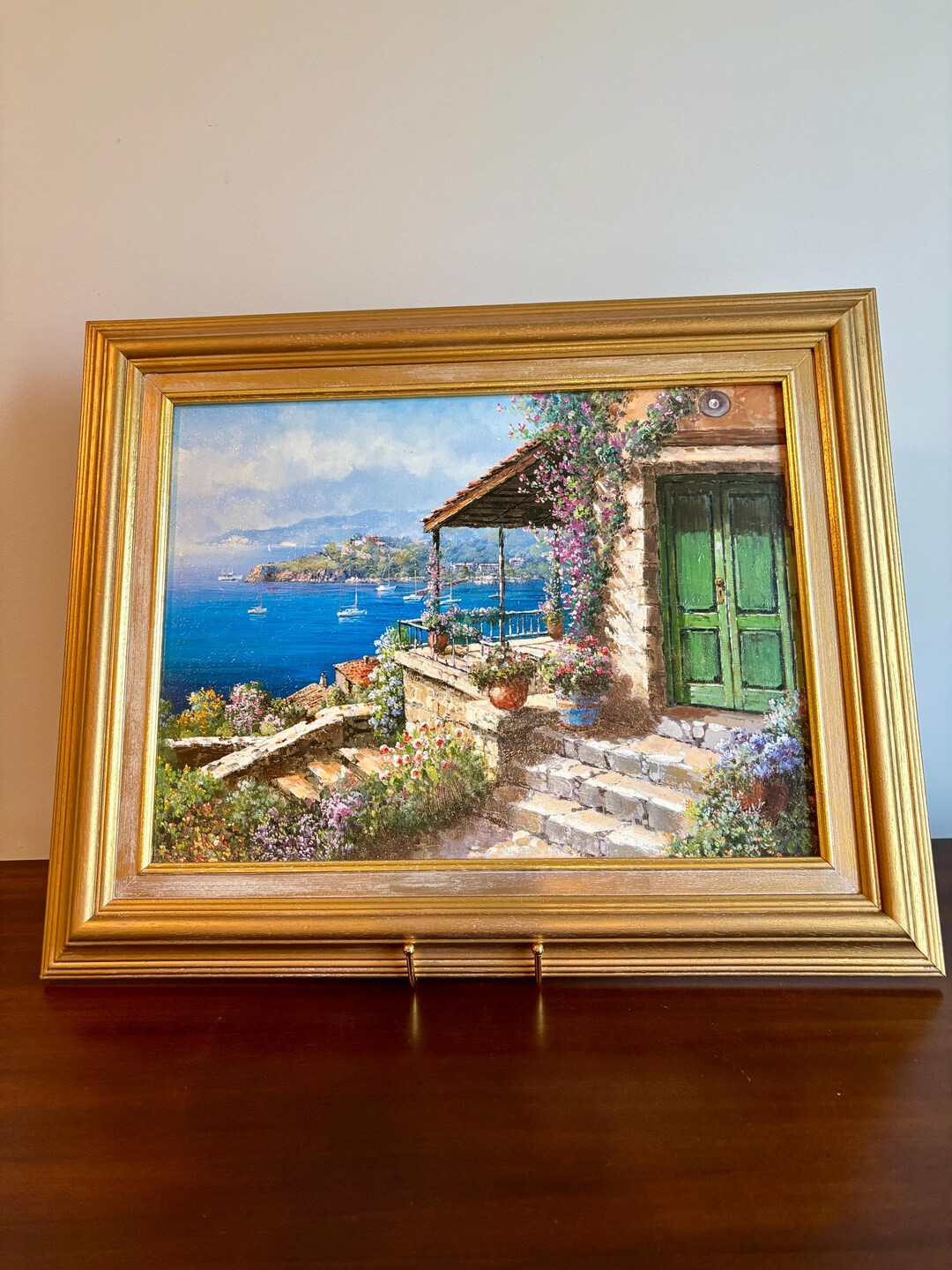 ヴィンセント作 ヴィンテージ フランス地方 油絵 - 16インチ x 20.5