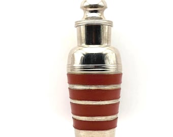 Vintage Cocktail Shaker in Stainless Steel and Leather 8.25"