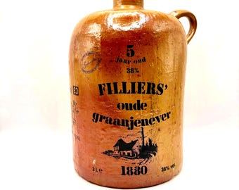 Vintage Belgium FILLIERS old grain jenever 1880 jug/bottle 9.5" Tall