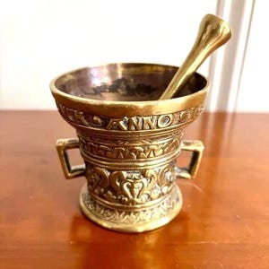Vintage Netherlands Brass Pestle and Mortar