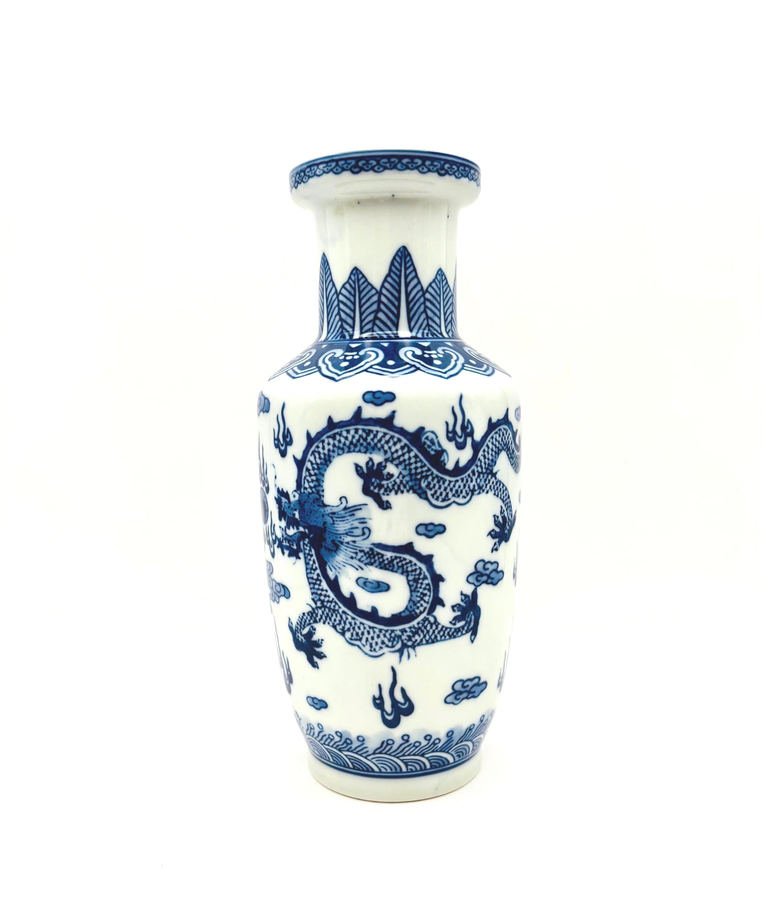 Blue and White Dragon Vase - Etsy
