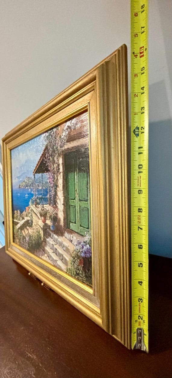 ヴィンセント作 ヴィンテージ フランス地方 油絵 - 16インチ x 20.5