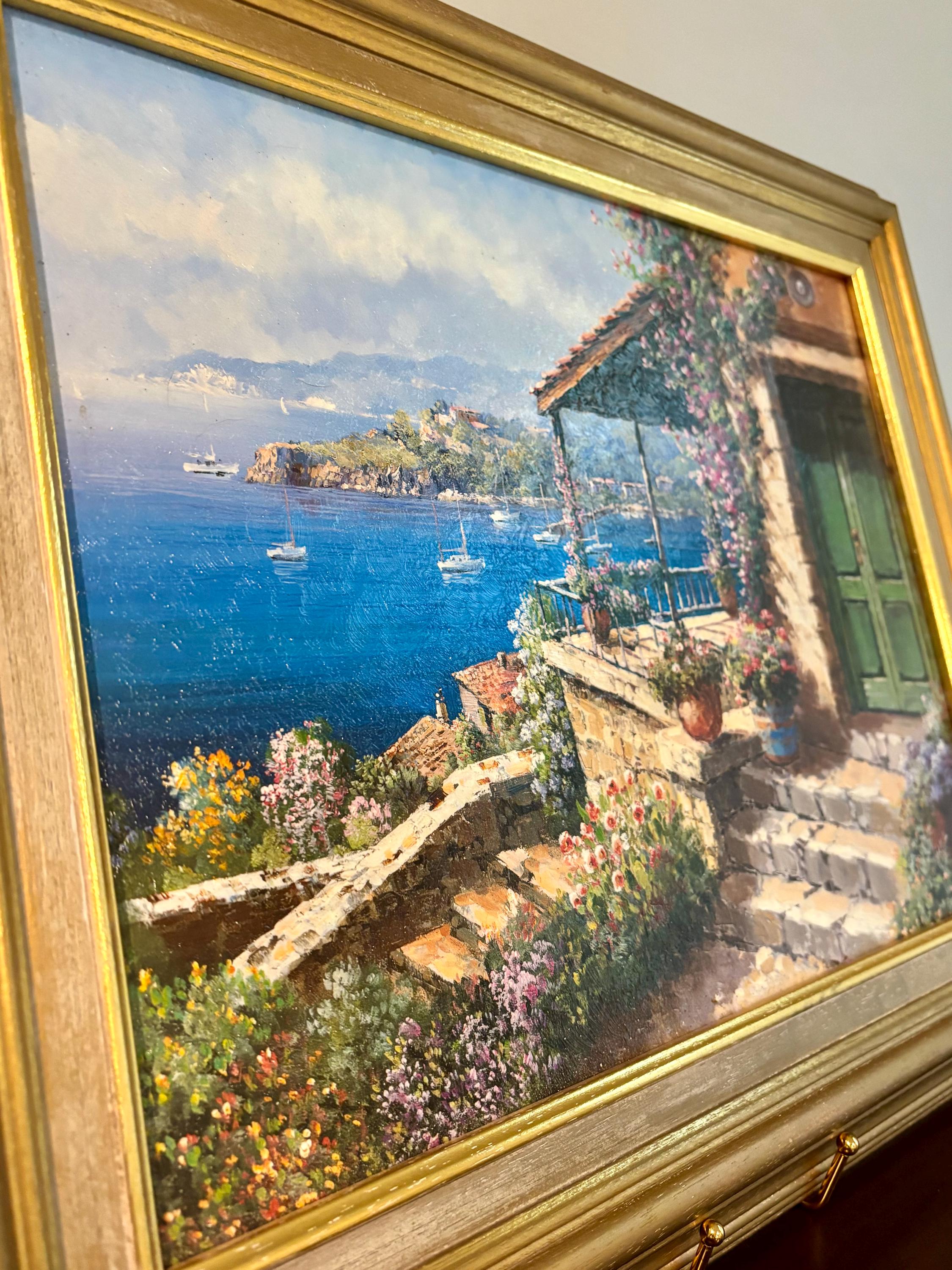 ヴィンセント作 ヴィンテージ フランス地方 油絵 - 16インチ x 20.5