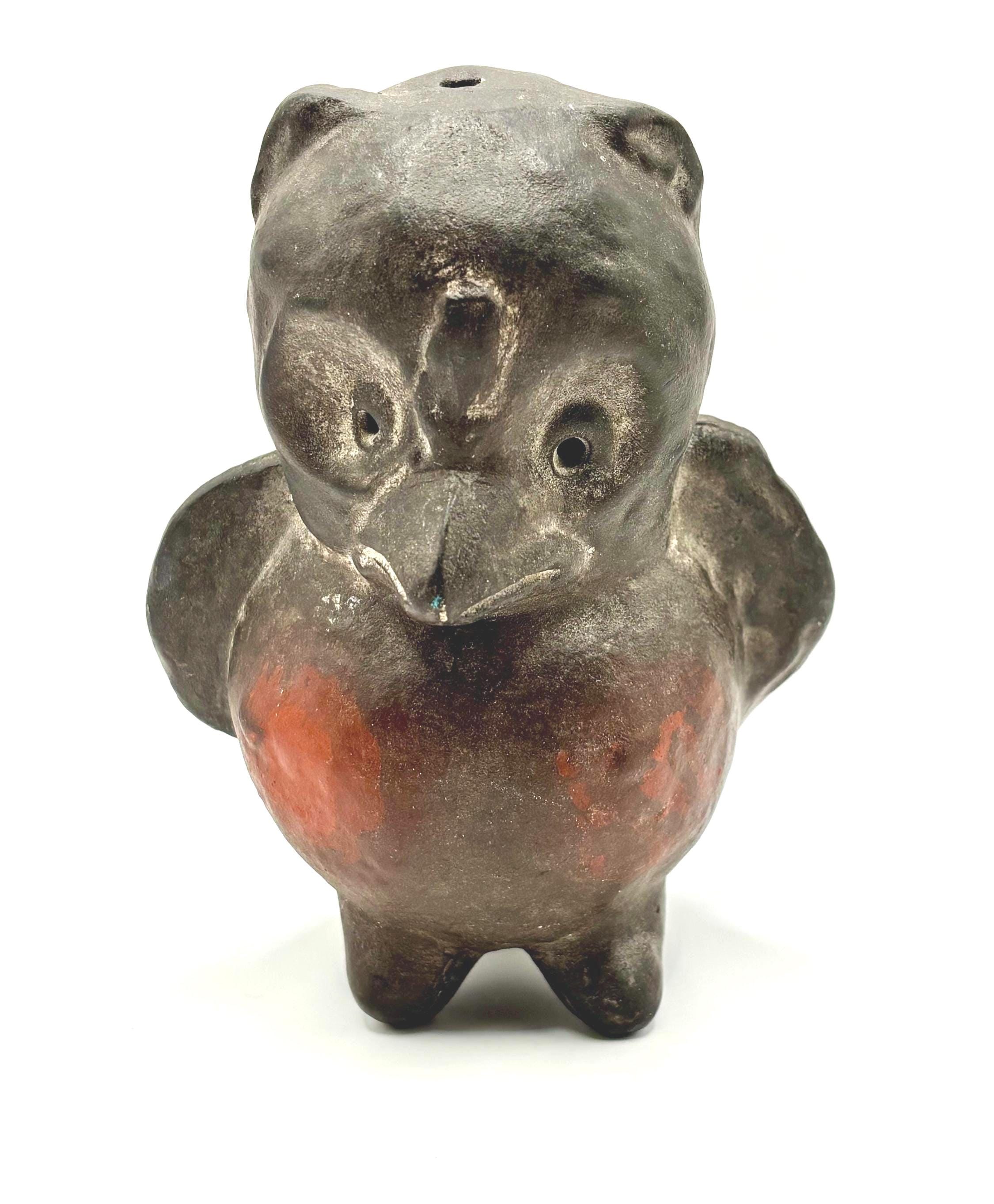 Vintage Handmade Clay Owl Whistle from France