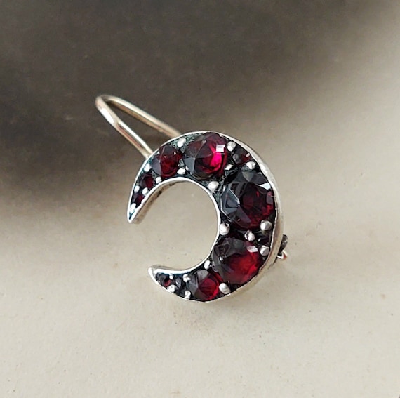 Antique Victorian Crescent Moon Earring, Bohemian