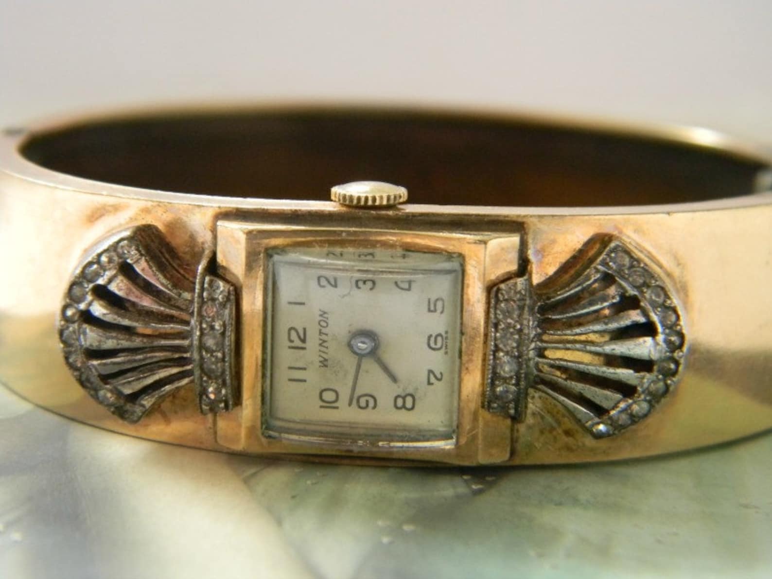 Antique Art Deco Watch Gold Filled Watch Paste Stones Bangle Etsy