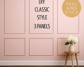 Self-Adhering Wall Molding Kit - 3 Panel Design - DIY do it yourself Peel and Stick