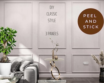 Self-Adhering Wall Molding Kit - 3 Panel Design - DIY do it yourself Peel and Stick