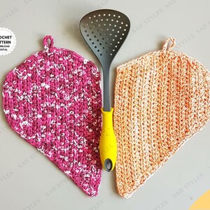 Crochet Potholder Pattern: Half Heart Hot Pad, Kitchen Decor (PDF Tutorial)