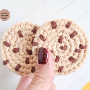 Mini Chocolate Chip Cookie Crochet Pattern Cute Plush Cookie Amigurumi DIY Mini Crochet Cookie Toy Easy Food Crochet PDF Tutorial