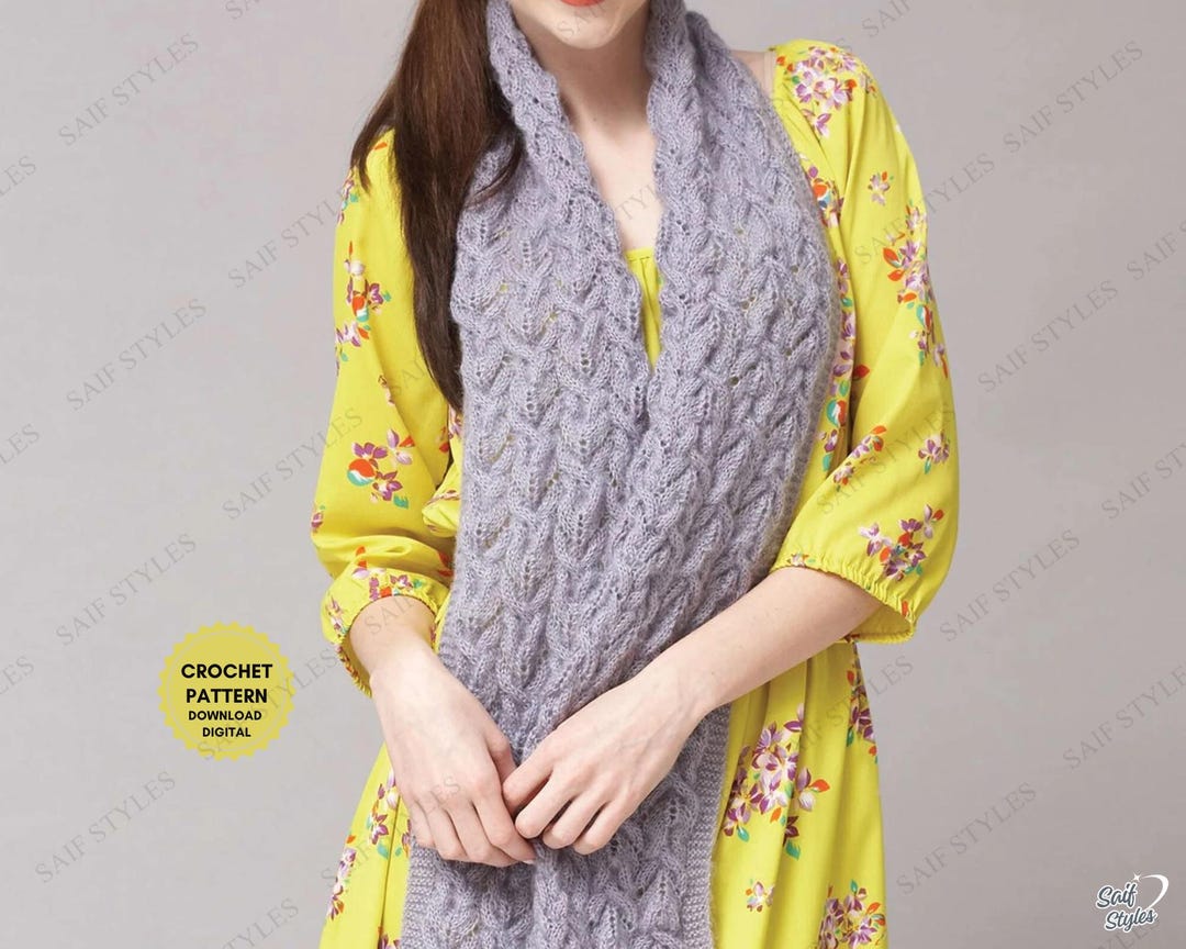 Shawal Combo Crochet Pattern, Long Oversized Ribbed Scarf, Easy Crochet ...