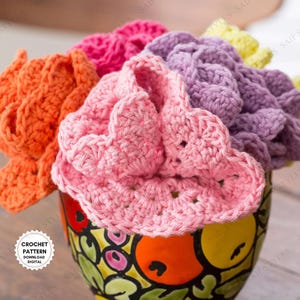 Crochet Rose Flower Coaster Set Pattern: Floral Bouquet PDF (Digital Download)