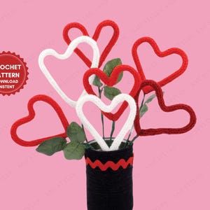 Roses Bouquet Crochet Pattern, Valentine Red Roses Crochet Pattern, Crochet Flower Pattern, Wedding Flower Crochet Pattern