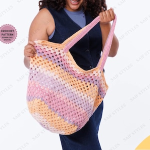 Crochet Market Bag Pattern Easy Farmers Market Bag Shopping Bag Crochet Pattern Reusable Grocery Tote Beginner PDF Crochet Tutorial