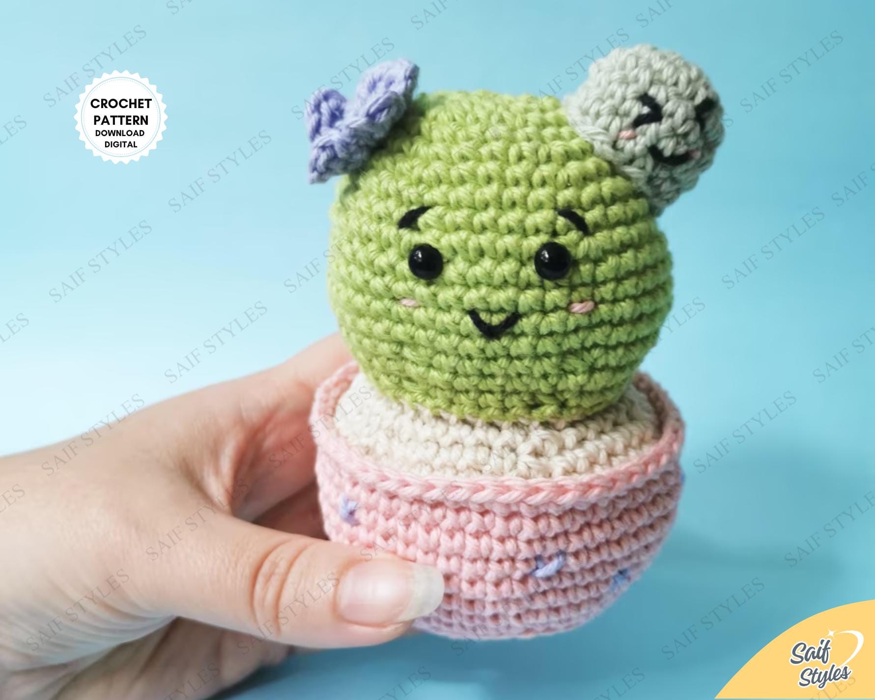Crochet Cactus Pattern: Fun Cheeky Potted Plant Amigurumi (PDF Pattern)