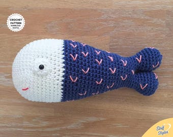 Patrón de pez a crochet, patrón de pez dorado a crochet, pez plano a crochet, pez dorado bebé, patrones de peces a crochet DIY, tutorial fácil de pez amigurumi