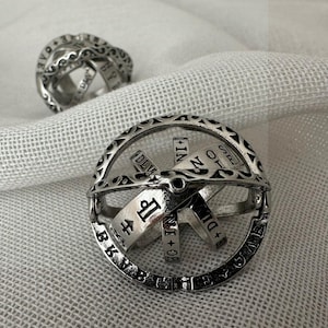 Secret Puzzle Fidget Ring Convertible Spinner Ring Hidden Sphere Puzzle Ring Mystic Magic Astrological Transforming Ring Alchemist Gift