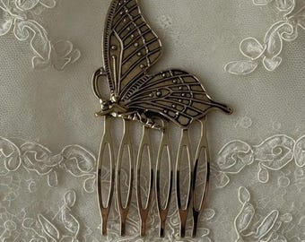 Horquilla de mariposa - Accesorios para el cabello vintage románticos hechos a mano - Peineta - Horquilla estética - Pinza para el cabello antigua - Natural