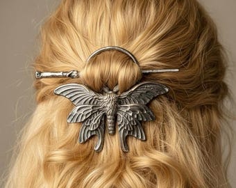蛾のヘアピン - ゴシックメタルヘアアクセサリー - アンティークゴールドヘアスティック - ヴィンテージユニセックスヘアジュエリー - コスプレ - ゴススタイル - ヘアピン